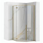 Du&scaron;ikabiin Rea Diamond, ruudukujuline, aluseta, 90 cm x 90 cm x 200 cm, brushed gold/l&auml;bipaistev