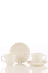 Tassid alustassiga Hermia BNLZF04KT00, 0.110 l, portselan, valge v., 4 tk.