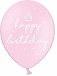 &Otilde;hupallide komplekt ovaalsed PartyDeco Happy Birthday, roosa v., 6 tk