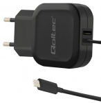 Telefoni laadija Qoltec, USB Type C/USB 2.0 Type A/USB Type-C male, must v., 17 W