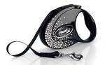 Automaatne jalutusrihm Flexi Glam Splash 2113, h&otilde;be v./must v., S 3m