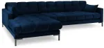 Nurgadiivan Micadoni Home Mamaia Velvet, sinine v., vasak, 293 x 185 cm x 75 cm