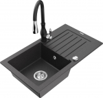 K&ouml;&ouml;givalamu koos kraaniga Mexen Pablo, graniit, 75 cm x 43 cm x 16.1 cm, must/hall