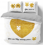 Voodipesukomplekt SJC-162, valge/must/kollane, 160 x 200 cm