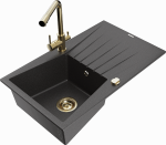 K&ouml;&ouml;givalamu koos kraaniga Mexen Cesar Duero, graniit, 77.5 cm x 47 cm x 20 cm, kuldne/must