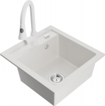 K&ouml;&ouml;givalamu koos kraaniga Mexen Vito, graniit, 49 cm x 52 cm x 21 cm, valge/kroom