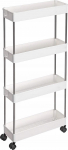 Ratastega riiul Songmics, valge v., 40 cm x 13 cm x 86 cm