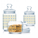 Kuivaine konteiner, komplekt Luminarc Club Siloe, 1 l, l&auml;bipaistev v./sinine v./kollane v.