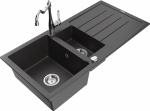 K&ouml;&ouml;givalamu koos kraaniga Mexen Andres Black granite+Chrome, graniit, 100 cm x 50 cm x 20 cm, black granite+chrome