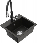 K&ouml;&ouml;givalamu koos kraaniga Mexen Milo, vaik/graniit, 43 cm x 41 cm x 17.1 cm, metallic black/gold+black