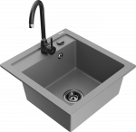 K&ouml;&ouml;givalamu koos kraaniga Mexen Vito Grey+Black, graniit, 49 cm x 52 cm x 21 cm, must/hall