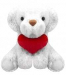 Pehme m&auml;nguasi koer, valge/punane, 15 cm