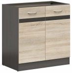 Alumine k&ouml;&ouml;gikapp Junona, sonoma tamm v./wenge, 47 cm x 80 cm x 82.5 cm