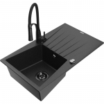 K&ouml;&ouml;givalamu koos kraaniga Mexen Cesar, graniit, 77.5 cm x 47 cm x 19 cm, metallic black/silver+black