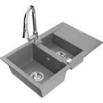 K&ouml;&ouml;givalamu koos kraaniga Mexen Gaspar, graniit, 73.7 cm x 47.5 cm x 17.7 cm, grey+chrome v.