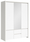 Riidekapp Kaspian, valge v., 153.5 cm x 55.5 cm x 211 cm, peegliga