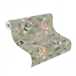 Tapeet Rasch Kimono 409437, vin&uuml;&uuml;l, valge/must/roheline