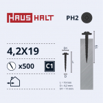 Isekeermestavad kruvid Haushalt DIN 14566, 4.2 mm x 19 mm, 500 tk