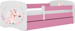 Lastevoodi Kocot Kids Babydreams Horse, valge v./roosa v./hall v., 70 x 140 cm, ilma voodipesukastita, ilma madratsita