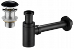 Sifoonikomplekt "click-clack" kaanega valamu jaoks koos &auml;ravooluga Mexen, 65 mm, click clack-funktsioon, must/kroom