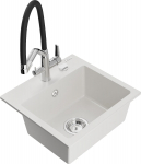 K&ouml;&ouml;givalamu koos kraaniga Mexen Milo Duo, graniit, 43.5 cm x 41 cm x 17.1 cm, valge/must/kroom