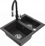 K&ouml;&ouml;givalamu koos kraaniga Mexen Carlos Black granite+Black, graniit, 58 cm x 47 cm x 17.7 cm, black granite+black