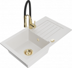 K&ouml;&ouml;givalamu koos kraaniga Mexen Pablo White+Black/Gold, graniit, 75 cm x 43 cm x 16.1 cm, white+black/gold v.