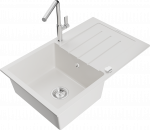 K&ouml;&ouml;givalamu koos kraaniga Mexen Bruno White+Chrome, graniit, 79 cm x 49 cm x 20 cm, valge/kroom