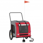 Jalgrattahaagis koertele, pol&uuml;vin&uuml;&uuml;lkloriid (pvc)/metall/oxfordi kangas, punane v./hall v.