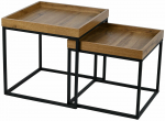 Kohvilaudade komplekt Alaric, pruun v./must v., 45 - 50 cm x 50 cm x 42 - 50 cm, 2 tk