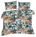 Voodipesukomplekt Jungle, valge/kollane/roheline, 160 x 200 cm