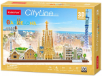 3D-pusle Cubicfun City Line Barcelona MC256h, 54 cm x 17 cm, 186 tk, mitmev&auml;rviline