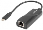 Juhe Lanberg NC-1000-02 USB-C, RJ-45, 0.15 m, must v.