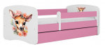 Lastevoodi Kocot Kids Bambi, valge v./roosa v., 80 x 160 cm, voodipesu kastiga, madratsiga