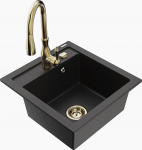 K&ouml;&ouml;givalamu koos kraaniga Mexen Vito, vaik/graniit, 49 cm x 52 cm x 21 cm, metallic black/silver+gold