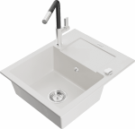 K&ouml;&ouml;givalamu koos kraaniga Mexen Enzo, vaik/graniit, 57.6 cm x 46.5 cm x 17.4 cm, valge