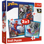 Pusle 3in1 Trefl Spider Man 3in1, 19.5 cm x 20 cm, 106 tk, mitmev&auml;rviline