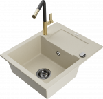 K&ouml;&ouml;givalamu koos kraaniga Mexen Enzo, graniit, 57.6 cm x 46.5 cm x 17.4 cm, kuldne/must/beež