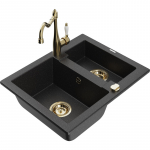 K&ouml;&ouml;givalamu koos kraaniga Mexen Carlos, graniit, 58.2 cm x 47.5 cm x 17.7 cm, metallic black/silver+gold