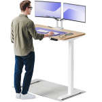 Arvutilaud reguleeritava k&otilde;rgusega Desktronic HomeOne, 120 cm x 60 cm, 72 - 122 cm, valge v./bamboo v.
