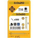 Puidukruvi, universaalsed Forte Tools TX10, 3 x 20 mm, kollane v., 500 tk