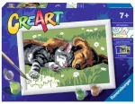 Maalimine numbrite j&auml;rgi Ravensburger CreArt Sleepy Kitty with a Dog