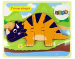 Puidust pusle Lean Toys Triceratops 10343, 18 cm x 16 cm, oranž