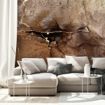 Fototapeet Artgeist Rock Abstraction - Brown And Beige Pattern In The Style Of Cracked Stone, 70 cm x 70 cm