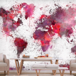 Fototapeet Artgeist World Map: Red Watercolors, 70 cm x 100 cm