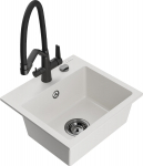 K&ouml;&ouml;givalamu koos kraaniga Mexen Milo Duo, graniit, 43.5 cm x 41 cm x 17.1 cm, valge/must