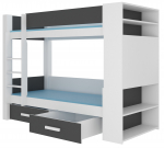 Laste narivoodi ADRK Garet, valge/hall/grafiit, 90 x 200 cm, ilma madratsita