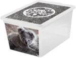 Kaanega hoiukarp, m&auml;nguasjade jaoks Branq X Box Deco, 15 l, l&auml;bipaistev v./hall v., 38.5 x 28.5 x 20 cm