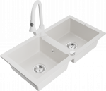 K&ouml;&ouml;givalamu koos kraaniga Mexen Mario, vaik/graniit, 82 cm x 43.6 cm x 16.1 cm, valge