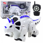 Raadio teel juhitav robot, dinosaurus Lean Toys Max Triceratops, 32 cm, sinine/valge